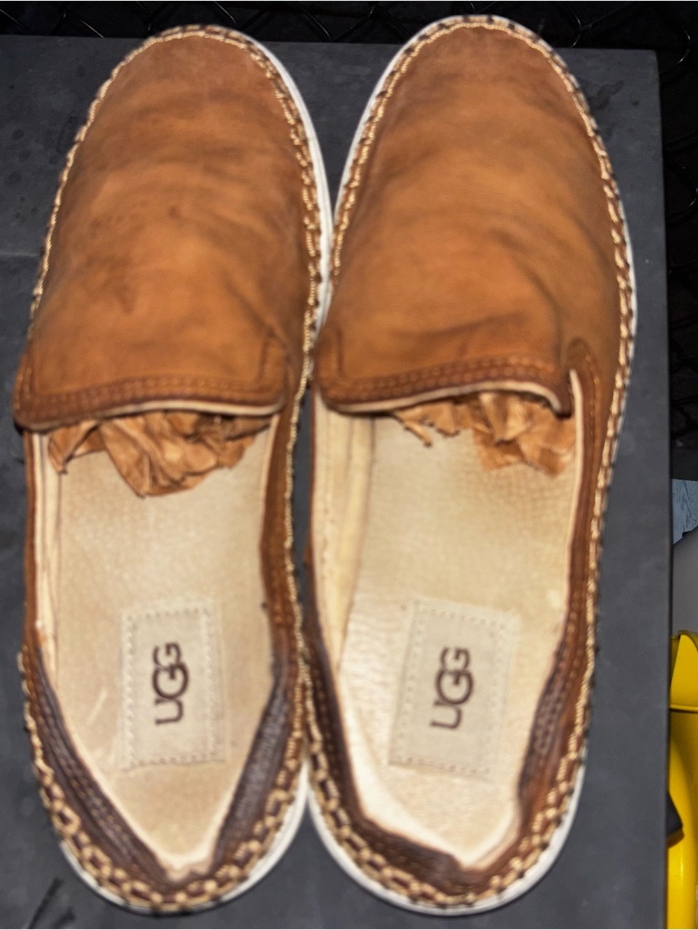 UGG Caleel Women's Cognac Leather Slip-On Casual Shoe - Picture 6 of 8
